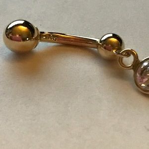 14k  gold 16 gauge curved dangle body jewelry